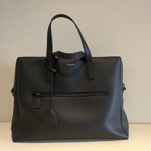 Saint Laurent Black Leather Briefcase